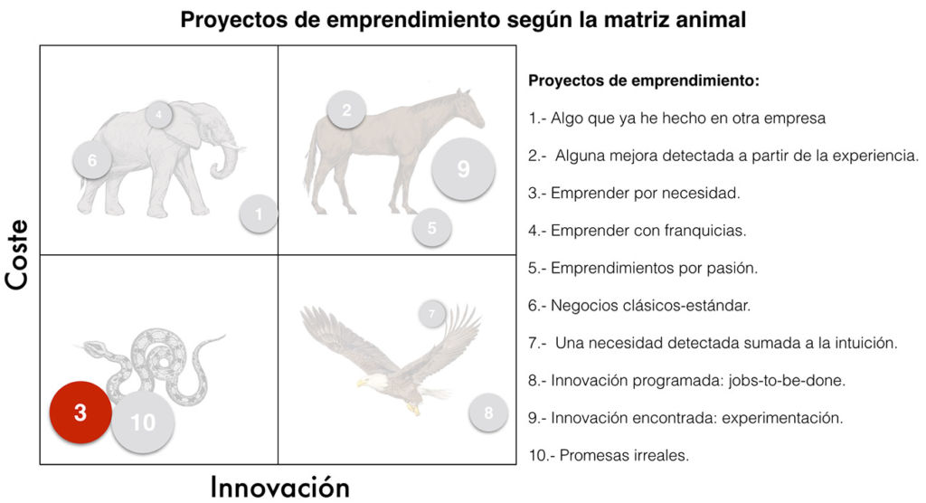 Proyectos de emprendimiento según la matriz animal (II)