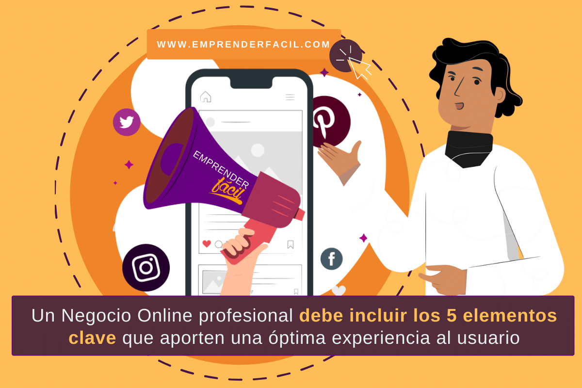 5 Elementos de un negocio online: sitio web, redes sociales, foro de discusión, blog y sitios complementarios