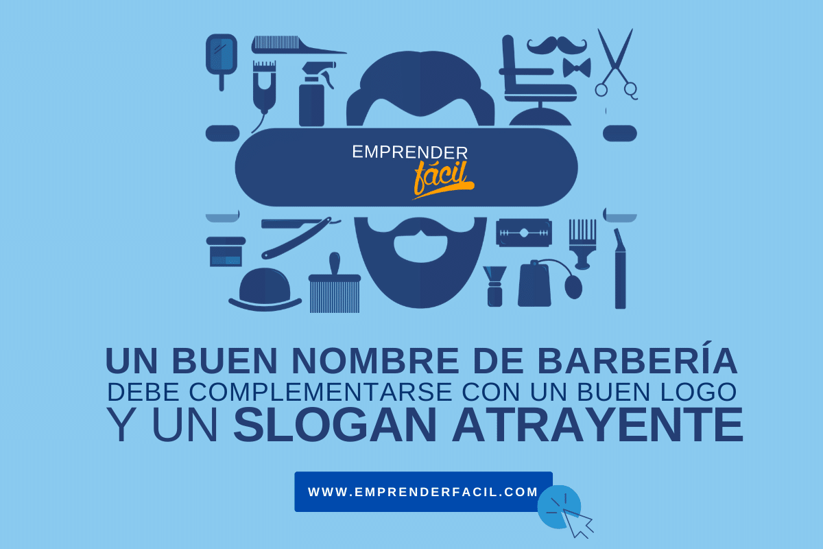 Lo ideal es que el nombre de tu barbería  se complemente con un espectacular logo y, si lo consideras necesario, un slogan llamativo.