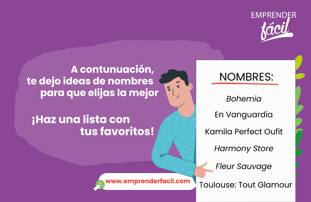 Ejemplos de nombres para almacenes de ropa.