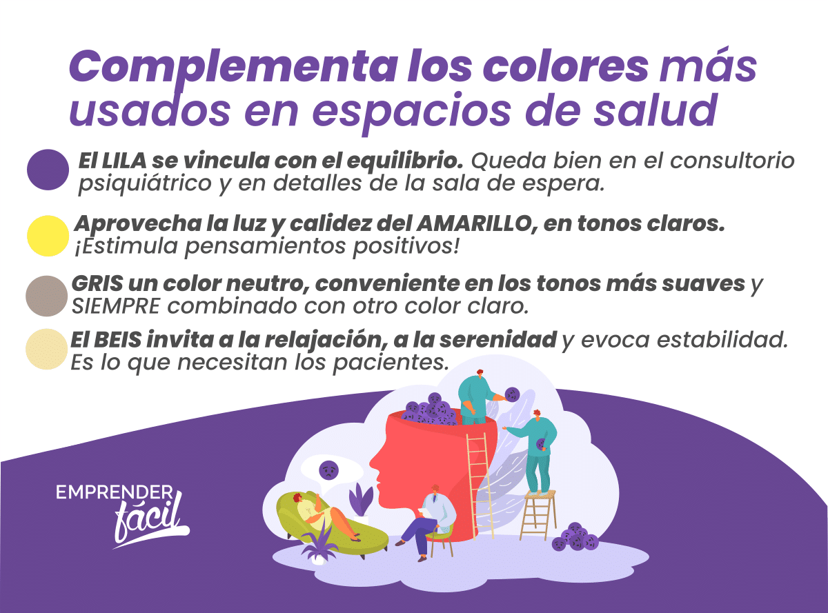 Complementa los colores más usados en espacios de salud