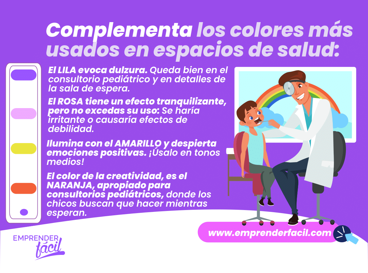 Complementa los colores más usados en espacios de salud