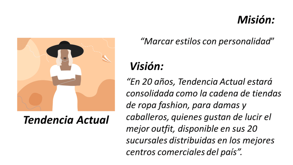 misión y visión para objetivos clear en una tienda de ropa