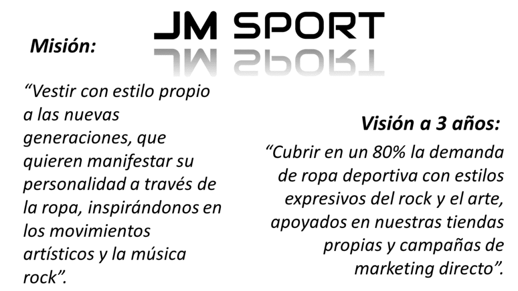 JM sport mision vision objetivos PURE en una fábrica de ropa