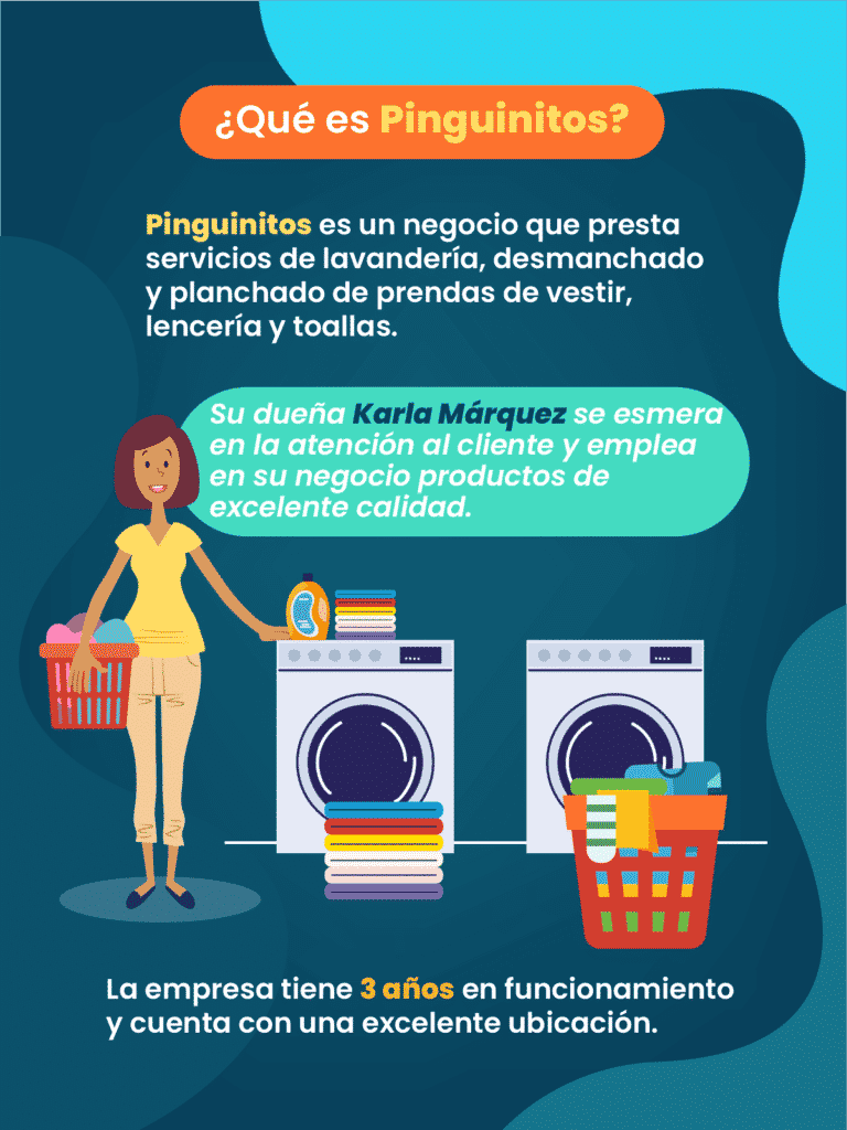 ejemplo de objetivo PURE en una lavandería Pinguinitos